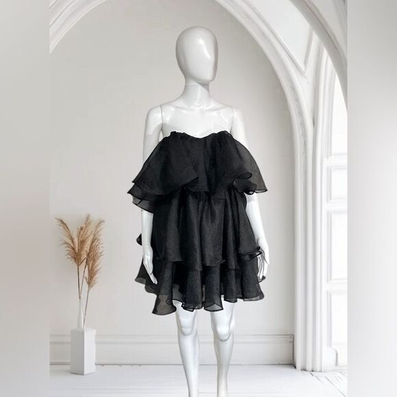 Altr'd State Green Sadie Layered Ruffle Strapless Party Cocktail Mini Dress NWT - Picture 1 of 8